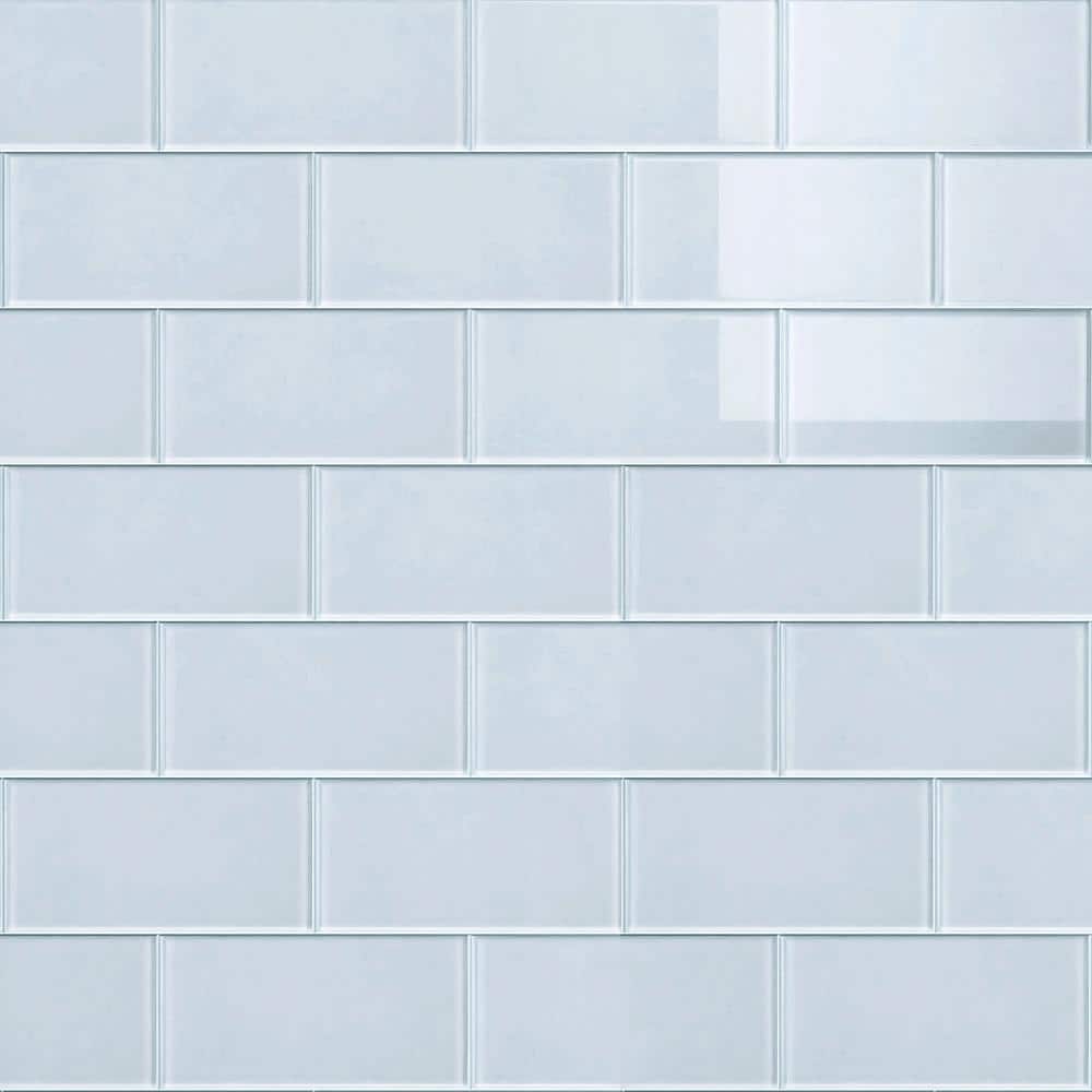 MOLOVO Crystile White 3 in. X 6 in. Glossy Glass Subway Tile