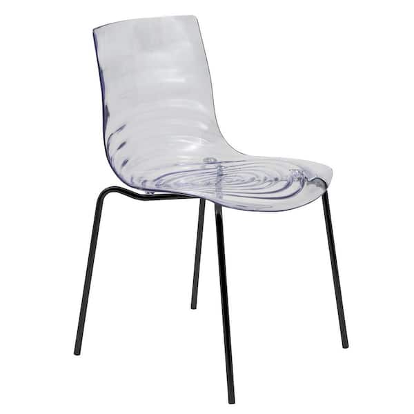 Leisuremod Modern Dining Chair Clear ABS Plastic Stackable Side Chair with Black Stainless-Steel Legs Astor Series