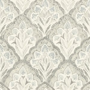 Mimir Quilted Damask Grey Prepasted Non Woven Wallpaper