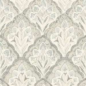 Mimir Quilted Damask Grey Prepasted Non Woven Wallpaper Sample