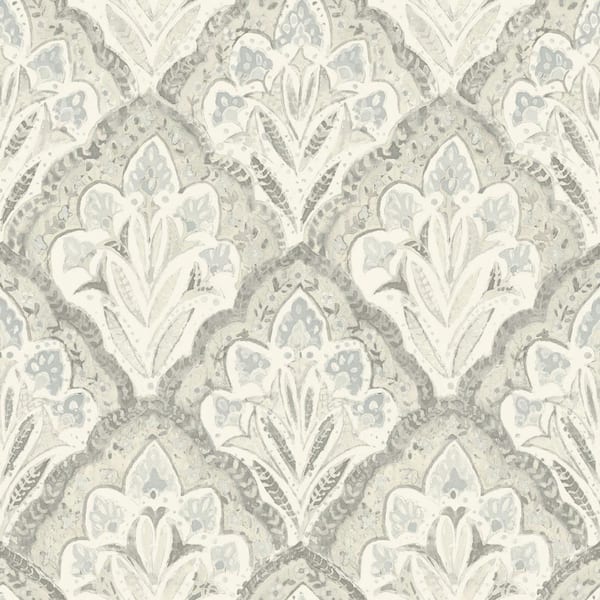 Chesapeake Mimir Quilted Damask Grey Prepasted Non Woven Wallpaper Sample
