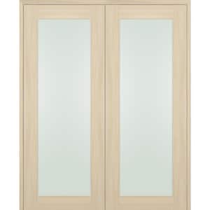 Vona 207 48"x 80" Both Active Full Lite Frosted Glass Loire Ash Wood Composite Double Prehung French Door