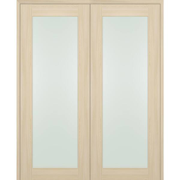 Belldinni Vona 207 56 in. x 96 in. Both Active Full Lite Frosted Glass Loire Ash Wood Composite Double Prehung French Door