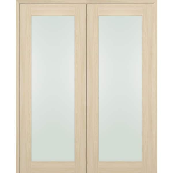 Belldinni Vona 207 72 in. x 96 in. Both Active Full Lite Frosted Glass Loire Ash Wood Composite Double Prehung French Door