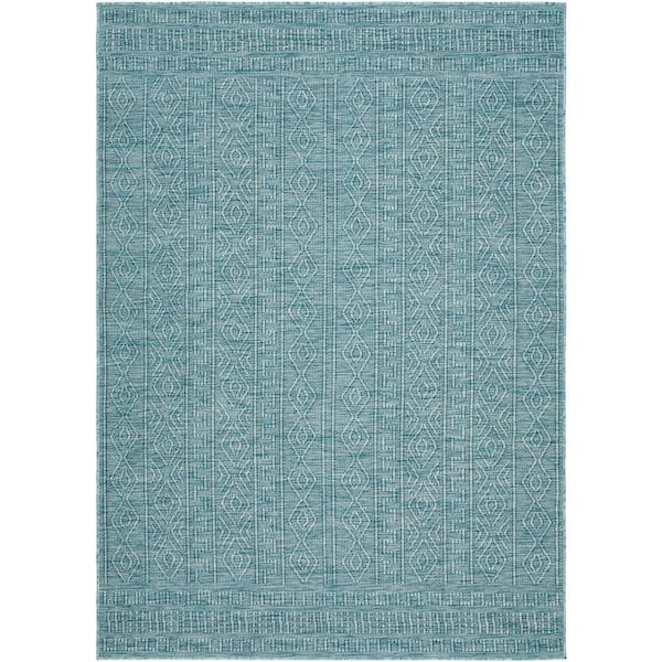 Livabliss Terrace Teal Solid 8 ft. x 10 ft. Indoor/Outdoor Area Rug