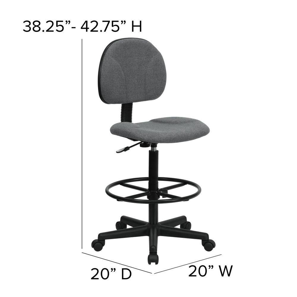 ErgoFlex 360 Gray Fabric Drafting Swivel Chair with Adjustable Footrest