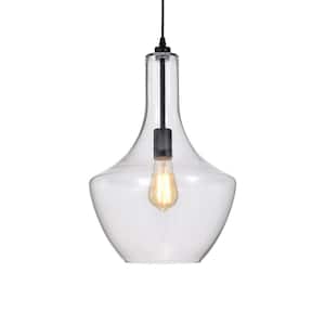 Love 15 in. 1-Light Indoor Clear Pendant Lamp with Light Kit