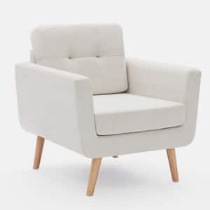 White Linen Fabric Arm Chair