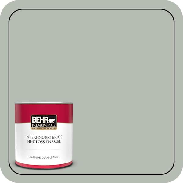 BEHR PREMIUM PLUS 1 qt. Home Decorators Collection #HDC-AC-21 Keystone Gray Hi-Gloss Enamel Interior/Exterior Paint & Primer