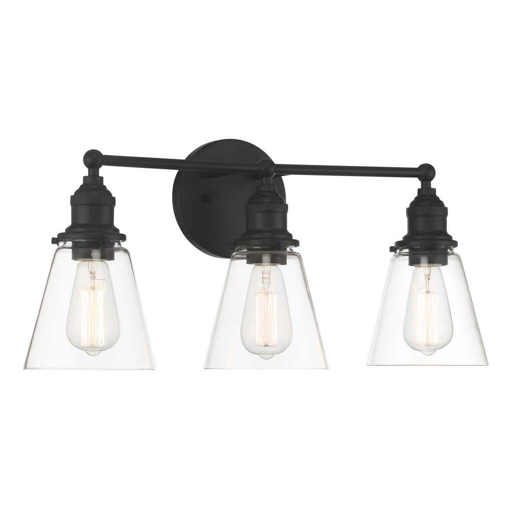Barwell 24-in. 3-Light Coal Black Vanity Bath Light with Clear Glass Shades price history on PriceWatchPro