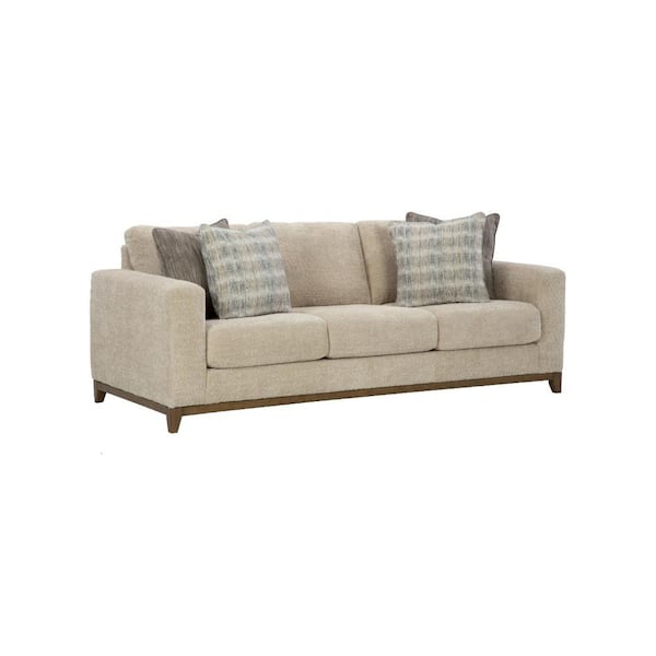 Klyn 93 in. Straight Arm Polyester Rectangle Sofa in Gray and Brown