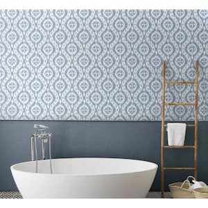 Ikat Tracery Chambray Vinyl Peel and Stick Wallpaper Roll ( Covers 30.75 sq. ft. )