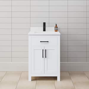 Beckett 24 in. W x 22 in. D x 35 in . H Single Bath Vanity in White with White Cultured Marble Top