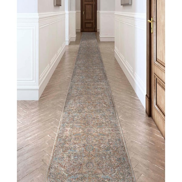 Blue 2 ft. 7 in. x 9 ft. 6 in. Asha Emilia Vintage Persian Oriental Runner Area Rug