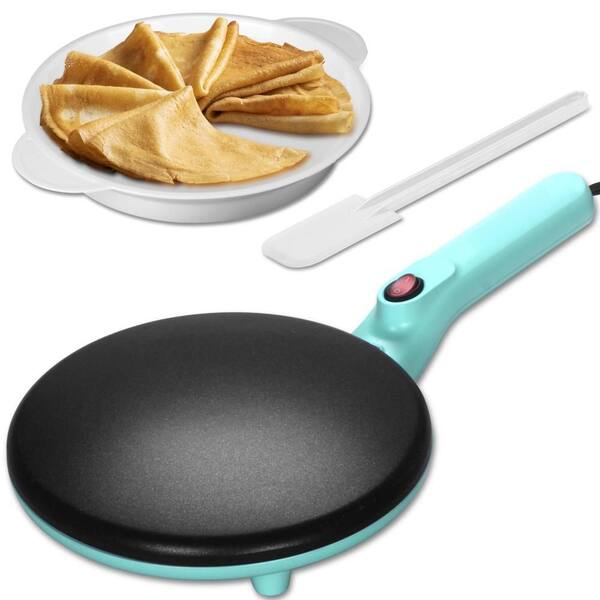 8 in. Instant Crepe Maker with Handle and Non-stick Cooking Surface, Electric Crepe Pan, Crepera Electrica, Aqua