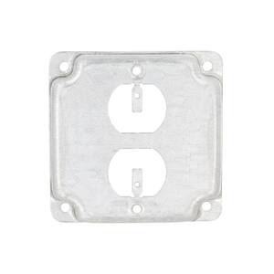 4 in. W Steel Metallic 1-Gang Exposed Work Square Cover for 1 Duplex Outlet, 1-Pack