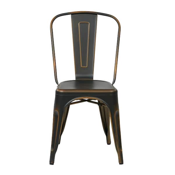 OSP Home Furnishings Bristow Antique Copper Metal Side Chair (Set of 4)