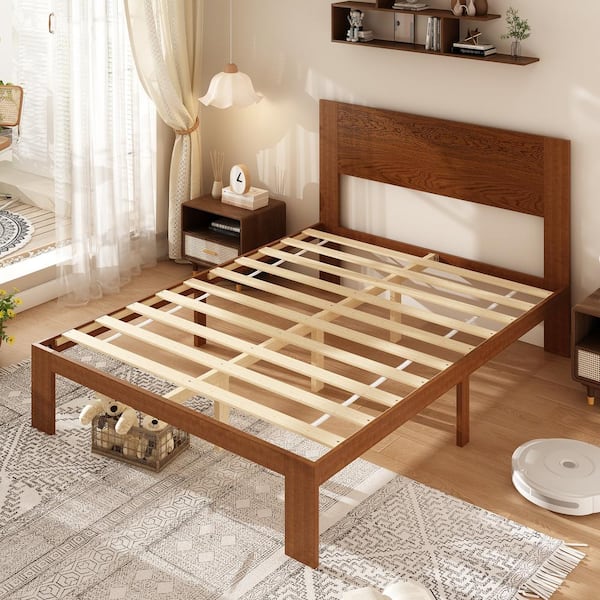 FUFU&GAGA Walnut Brown Color Wooden Frame Queen Size FUFU&GAGA Walnut Brown Color Wooden Frame Queen Size