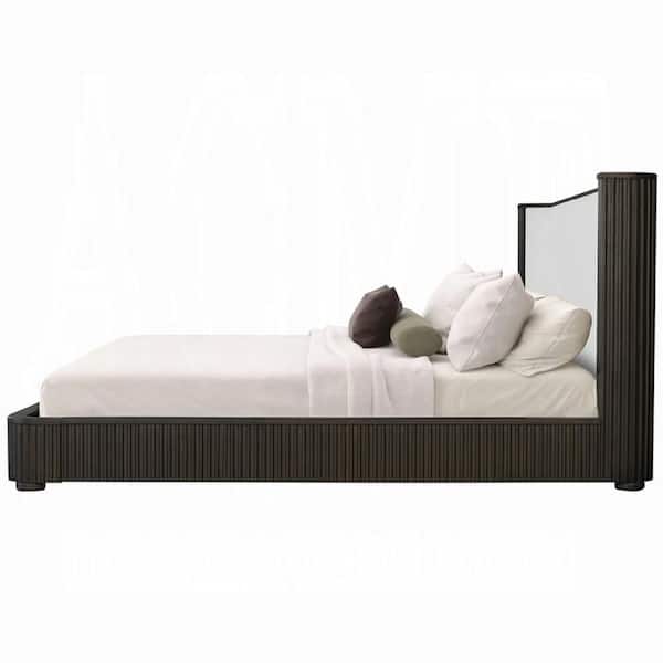Benjara Jeh Espresso Brown Wood Frame Queen Size Panel Bed