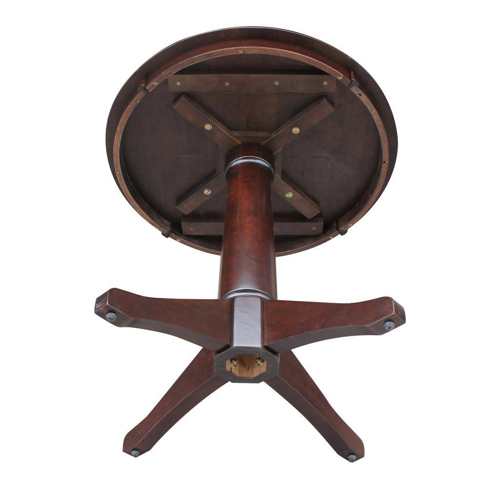 30" Round Rich Mocha Wood Pedestal Dining Table