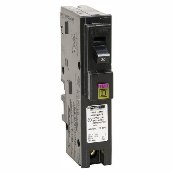 Square D Homeline 20 Amp Single-Pole Plug-On Neutral Dual Function (CAFCI and GFCI) Circuit Breaker (6-Pack)