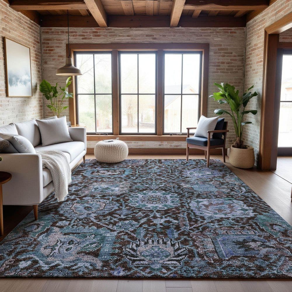 Mayfield Premium Machine Washable Abstract AMF1101 Chocolate 9 ft. x 12 ft. Area Rug price history on PriceWatchPro