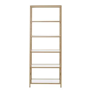 72.3 in. Octagon Pattern Gold Metal And Glass 5-Shelf Standard Bookcase