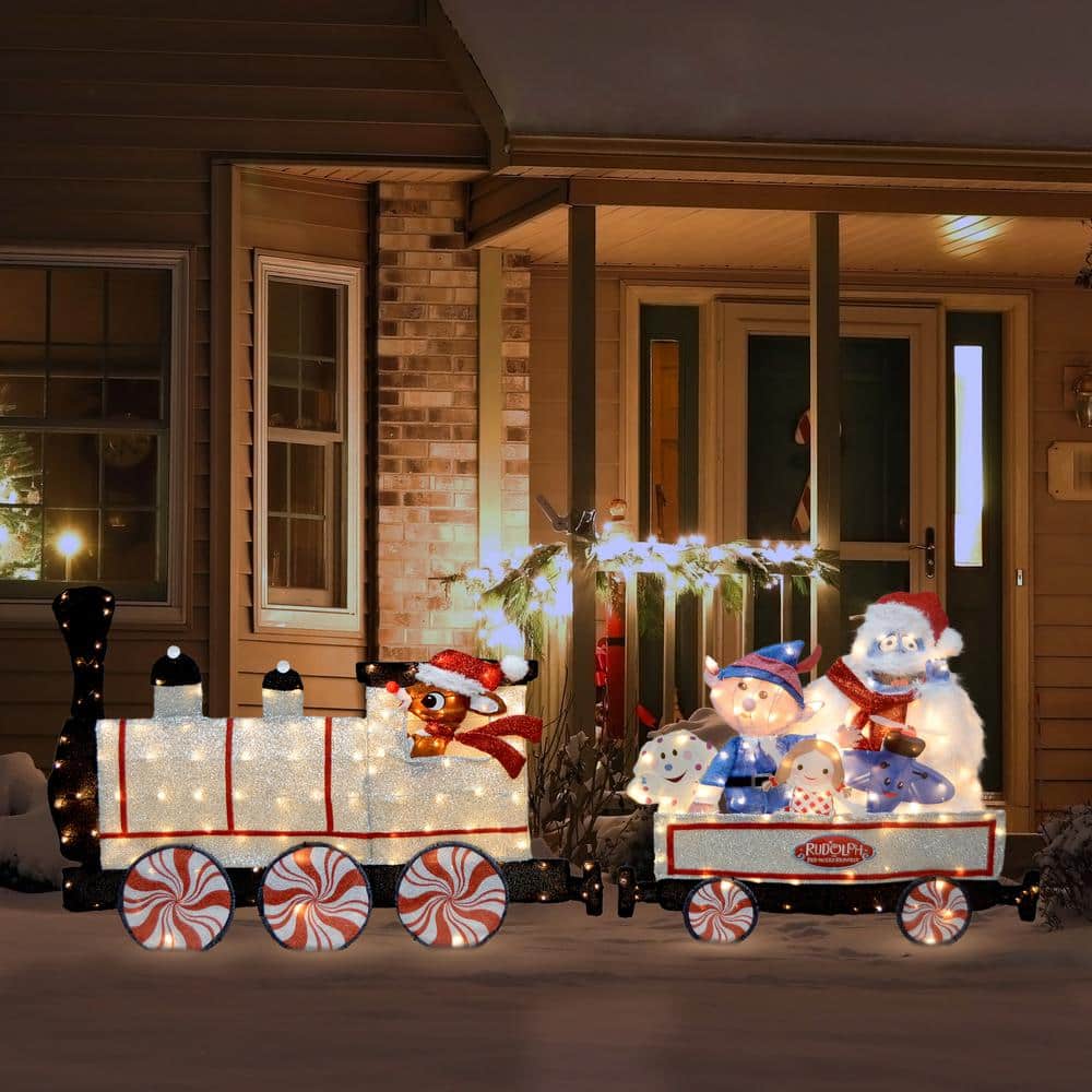 Rudolph Silver LED 79-Inch Christmas Train Yard Decor