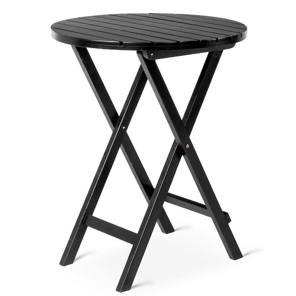 24. in Black Round Patio Folding Wood Table