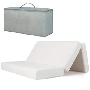 White Tri-Fold Pack n Play Mattress Pad Foldable Crib Mattress Soft Memory Foam