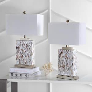 Tory 25 in. Cream Shell/Gold Accent Table Lamp with White Shade (Set of 2)