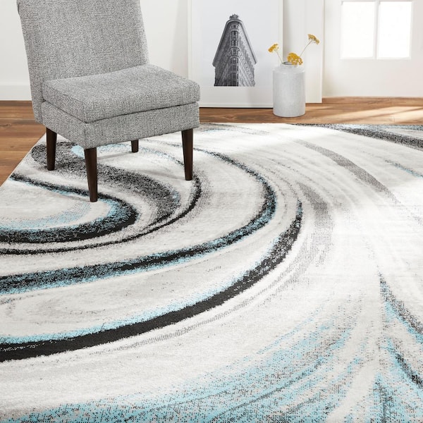 Boho Odette Grey/Blue 2 ft. x 3 ft. Abstract Area Rug