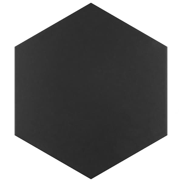 Merola Tile Apini Hex Matte Black 9 in. x 10-1/2 in. Porcelain Floor and Wall Take Home Tile Sample