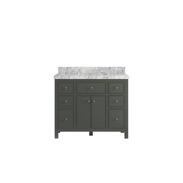 Willow Collections Sonoma 42 in. W x 22 in. D x 36 in. H Bath Vanity in Pewter Green with 2" Carrara Marble Top