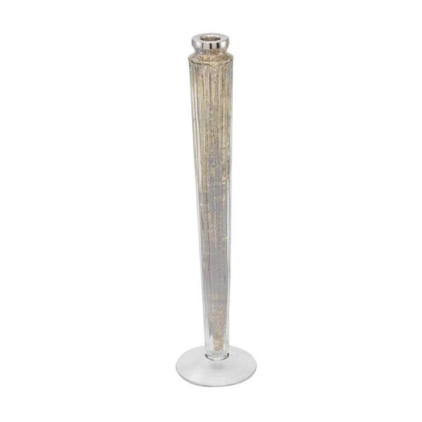 Titan Lighting 15 in. Antique Silver Mercury Glass Ribbed Candle Holder