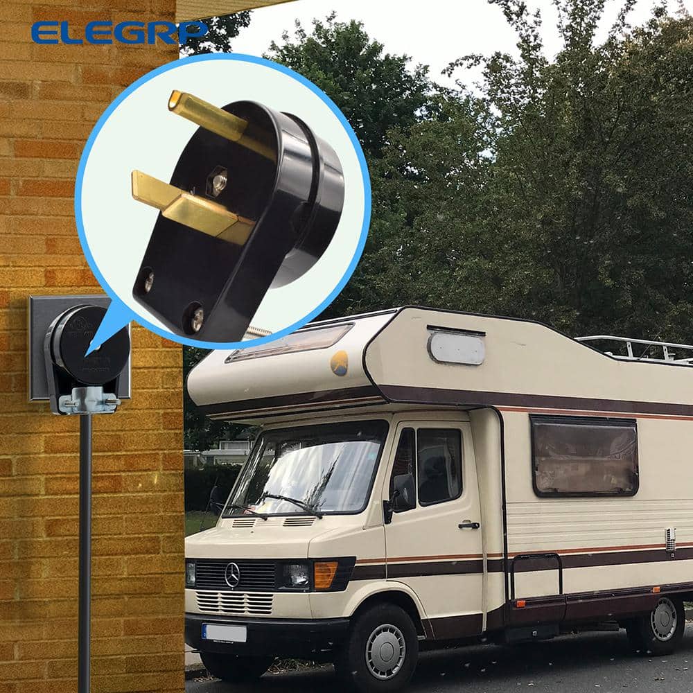Black 50 Amp Tamper Resistant Single Outlet Plug