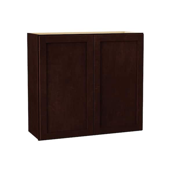 Shaker 33 in. W x 12 in. D x 30 in. H Assembled Wall Cabinet in Java