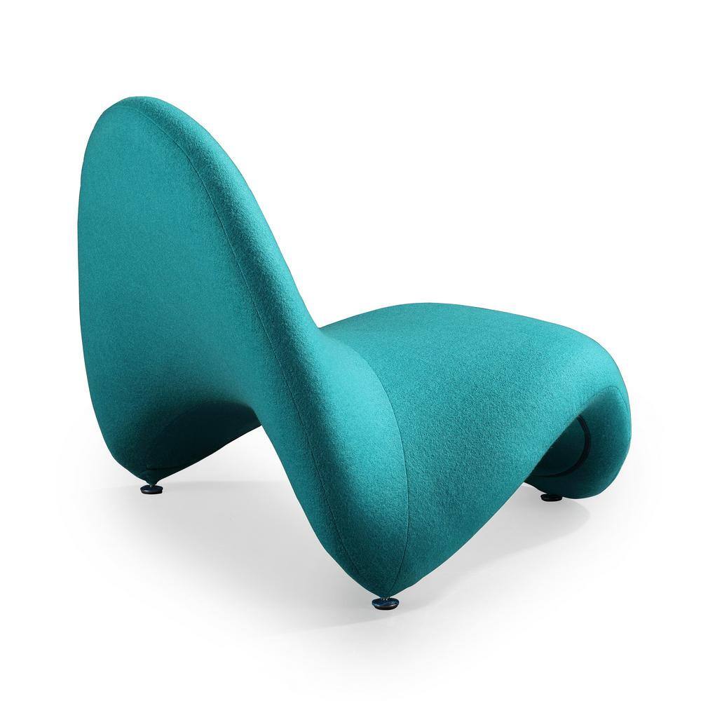 Teal Wool Sculptural Geometric Accent Chair Set