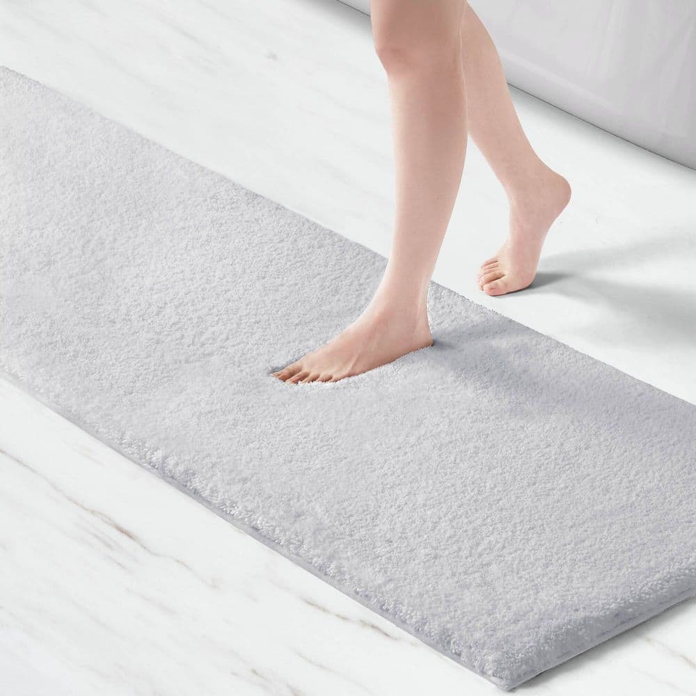 Luxurious Gray Microfiber Quick-Dry Spa Bath Rug