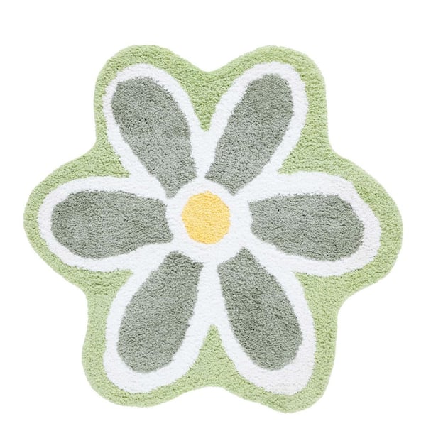Novelty 6 ft. x 6 ft. Ivory/Green Floral Specialty Area Rug
