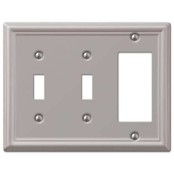 AMERELLE Ascher 3 Gang 2-Toggle and 1-Rocker Steel Wall Plate - Brushed Nickel
