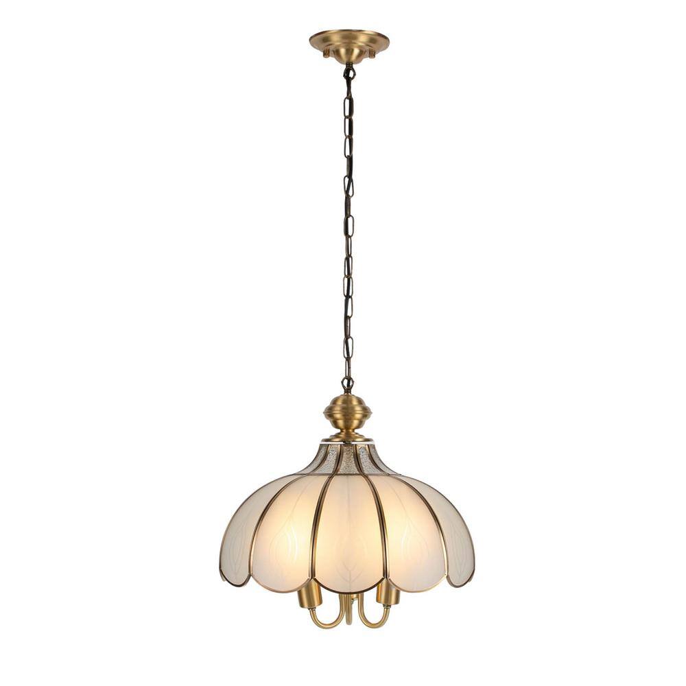 60-Watt 3-Light Gold Vintage Pendant Light with Glass Shade and Adjustable Height for Dining Areas, No Bulbs Included price history on PriceWatchPro