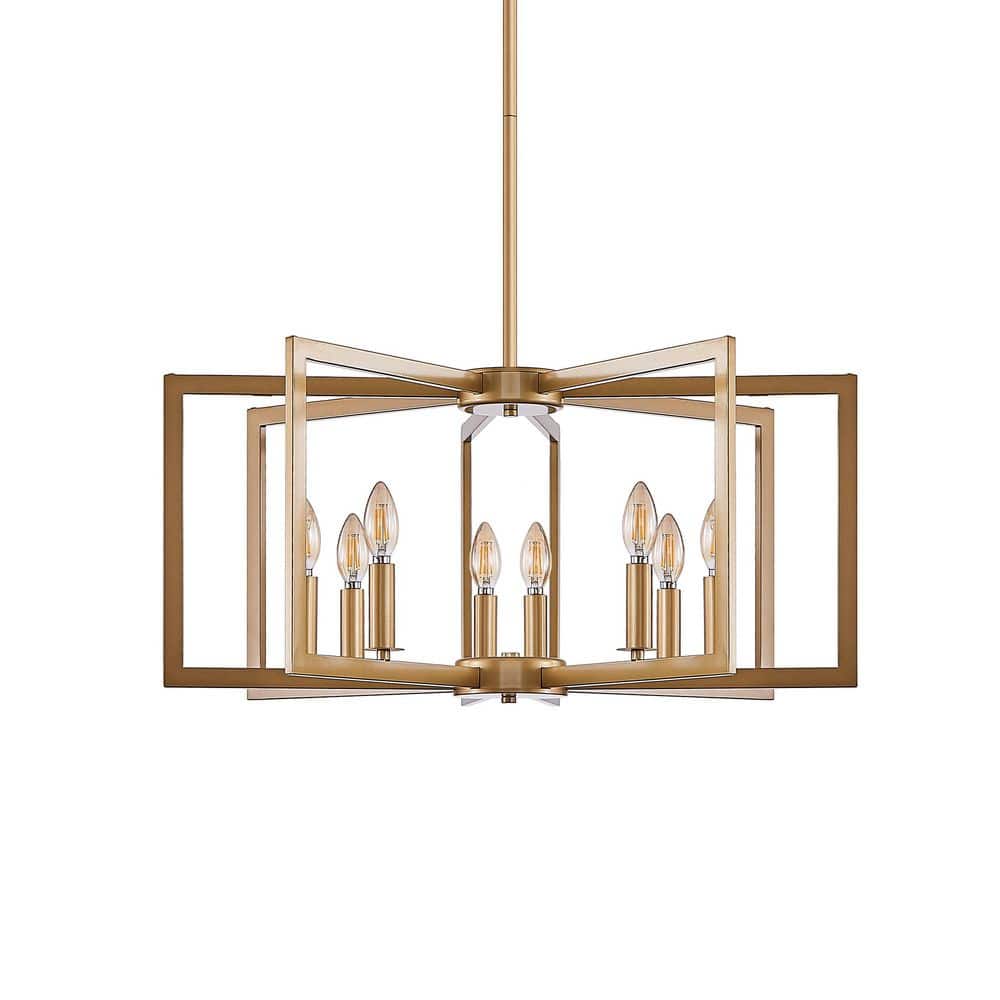8-Light Gold Farmhouse Chandelier Light Fixture with Geometric Caged Metal Shade price history on PriceWatchPro