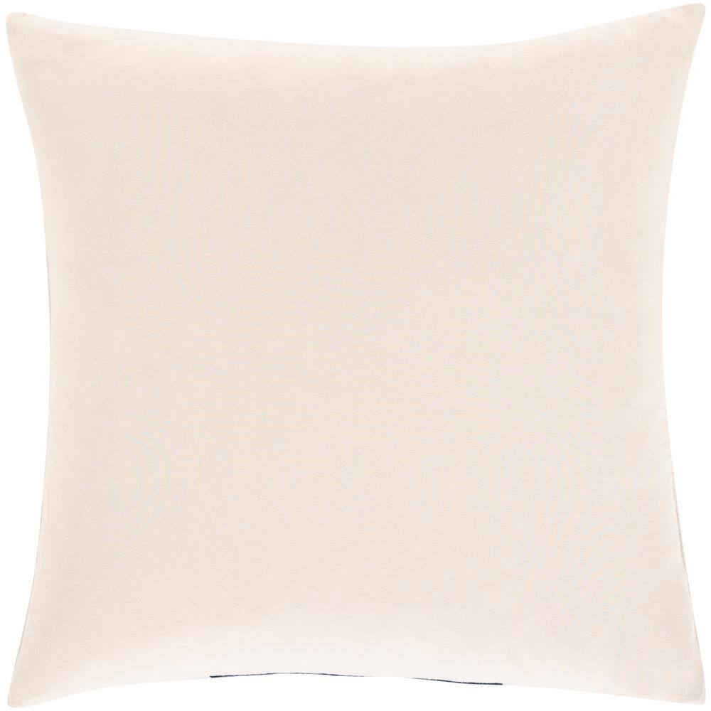 Navy and Ivory Cotton Blend Square Throw Pillow
