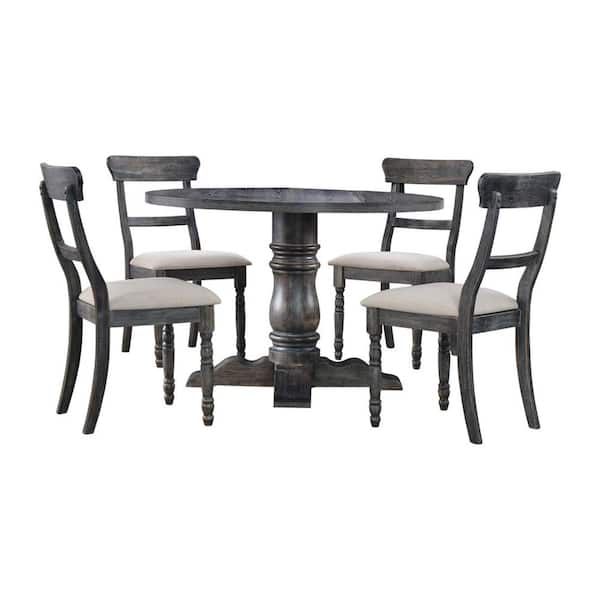 Best Master Furniture Selena 5 Piece, Best Master Furniture Weathered Grey Round Dining Table