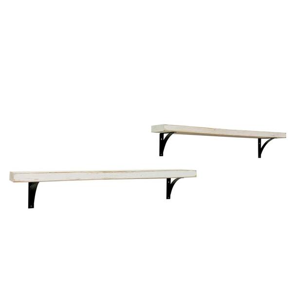 Intrinsic Haven Industrial Grace 36 in. W x 5.5 in. D White Pine Wood (Set of 2) Simple Bracket Decorative Wall Shelf
