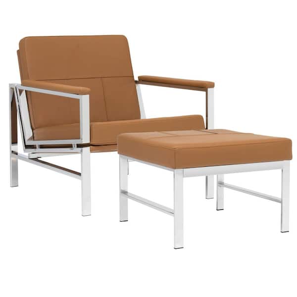Studio Designs Home Atlas Signature Caramel/Chrome Genuine Leather