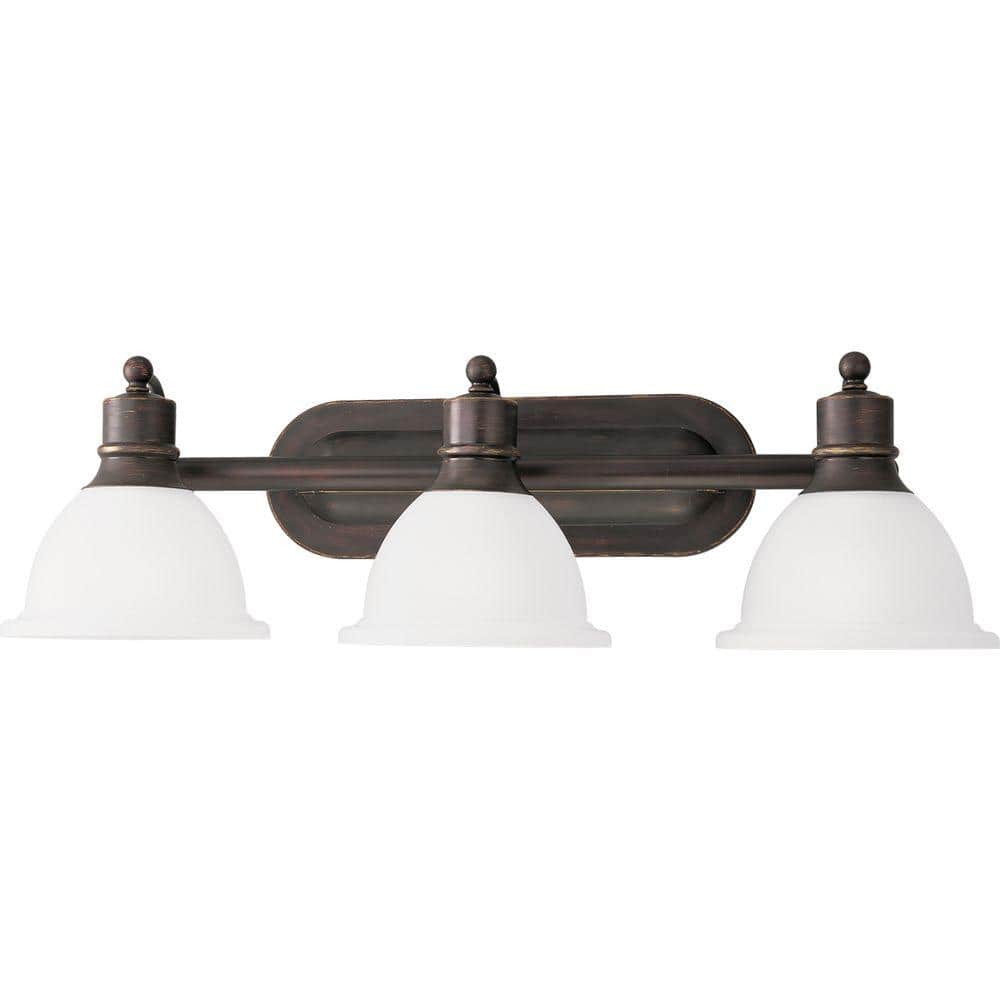 Antique Bronze 3-Light Wall Bracket with Etched Glass Shades