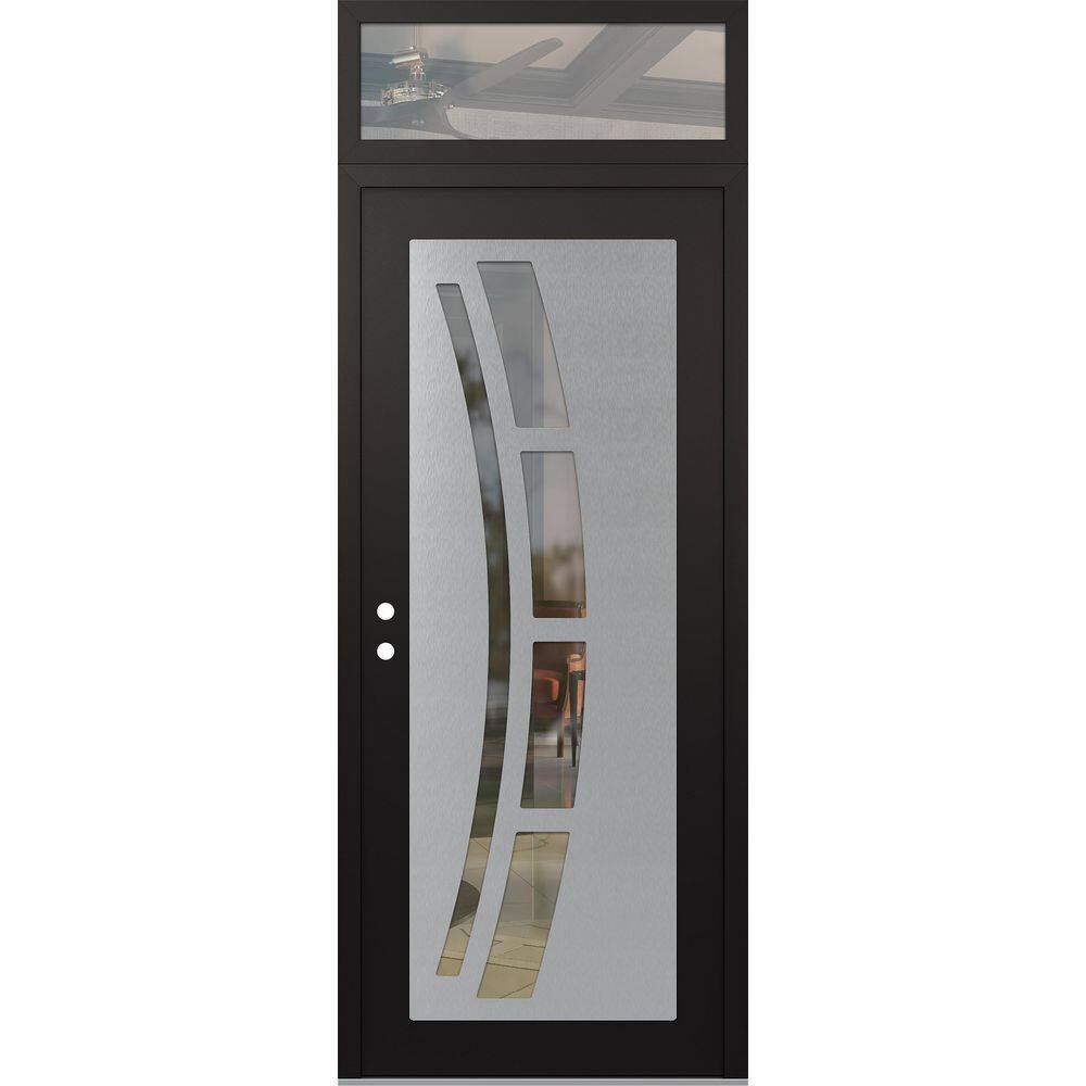 C12 36 in. x 96 in. Silver P Right-Hand/Inswing Clear Glass Black/Black Transom Steel Prehung Front Door price history on PriceWatchPro