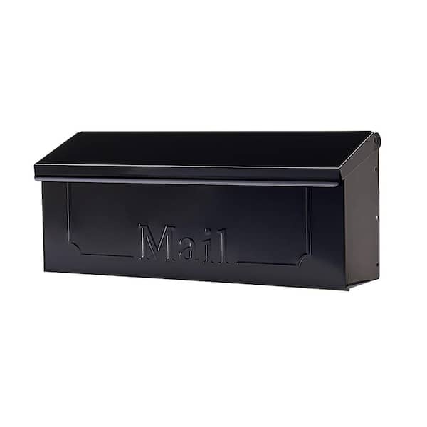 Gibraltar Mailboxes Townhouse Black, Small, Steel, Horizontal, Wall Mount Mailbox